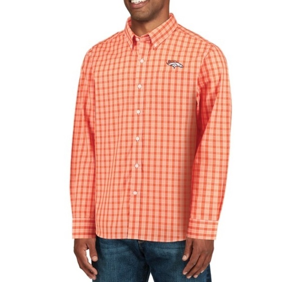 Cutter & Buck Other - Cutter & Buck Orange Denver Broncos Discovery Park Plaid Long Sleeve Woven Shirt